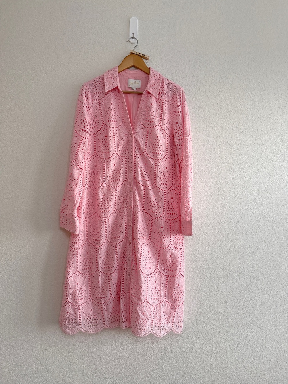 Lily Pulitzer Pink Eyelet Shirt Dress size 12 - Picture 2 of 11